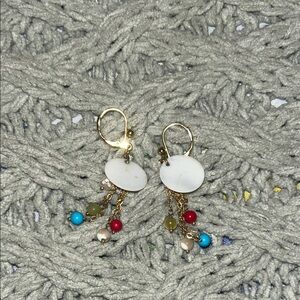 Elegant Gold and White Dangle Earrings